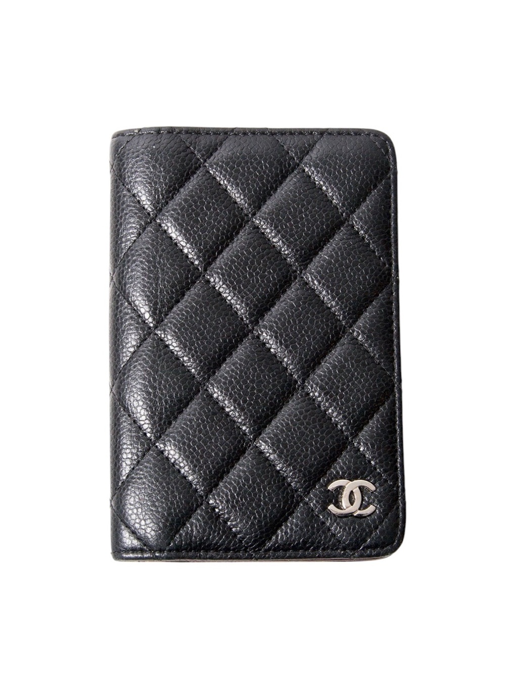 Chanel Black Quilted Caviar Leather Agenda/ Card Holder Wallet